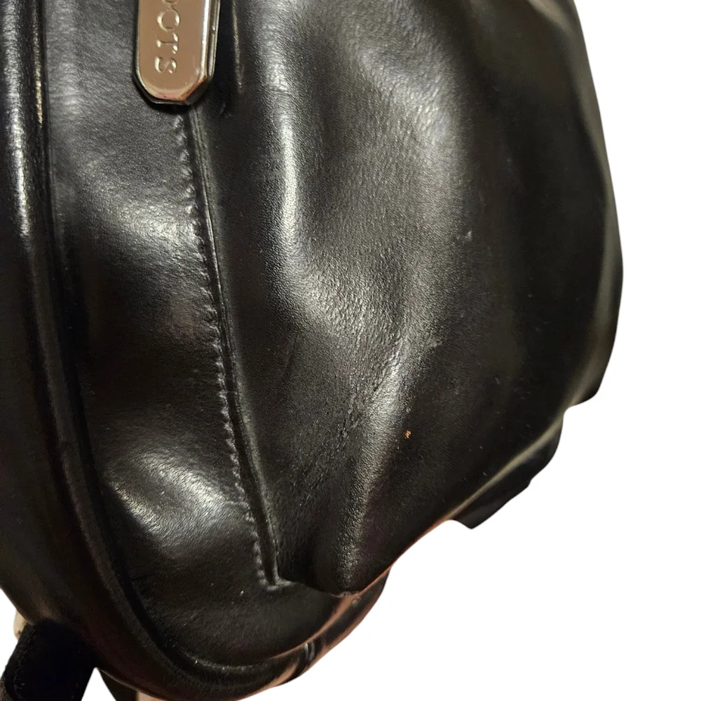 Roots Black Leather Mini Backpack / Purse